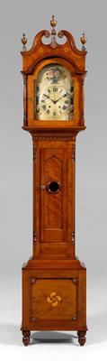 Appraisal: Important Kentucky Federal tall case clock cherry throughout hood with