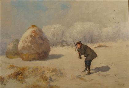 Appraisal: ANTAL NEOGRADY hungarian - HUNTSMAN IN WINTER LANDSCAPE Signed bottom