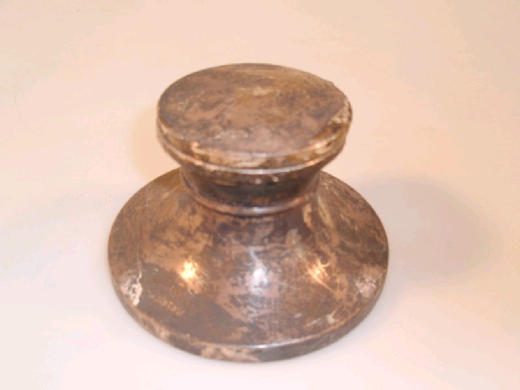 Appraisal: A silver capstan ink well with hinged cover defective Birmingham