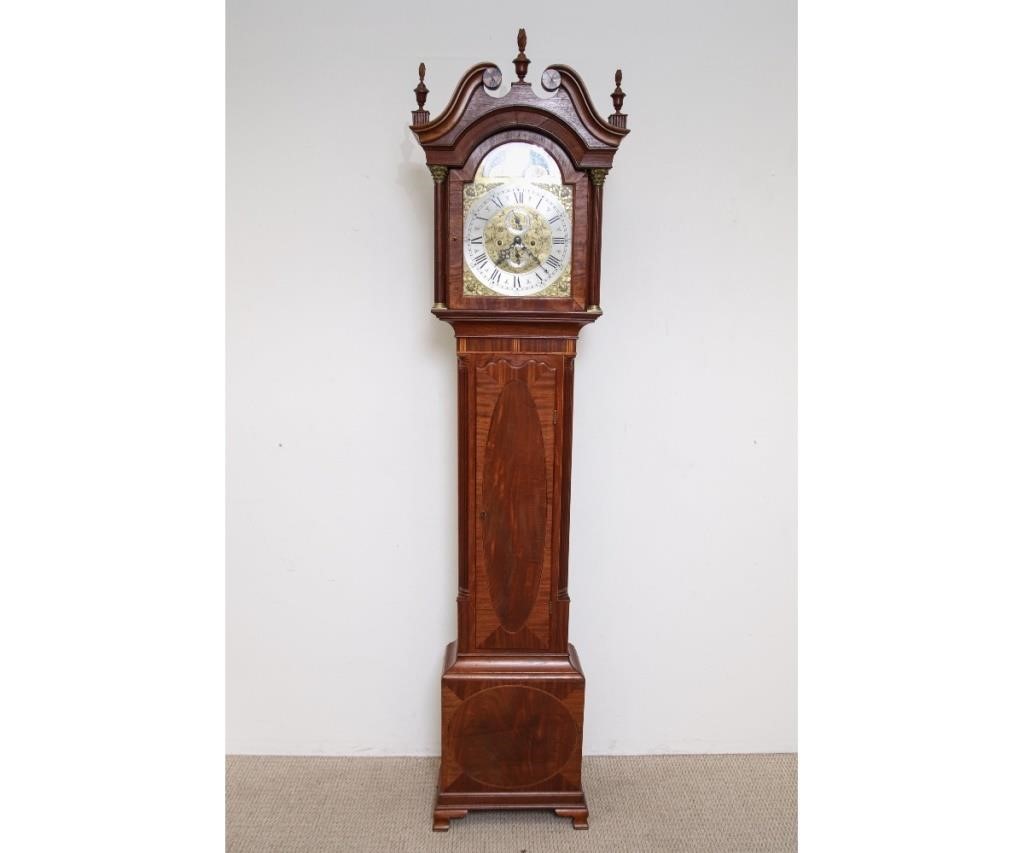 Appraisal: Georgian mahogany inlaid tall case clock with -day works h