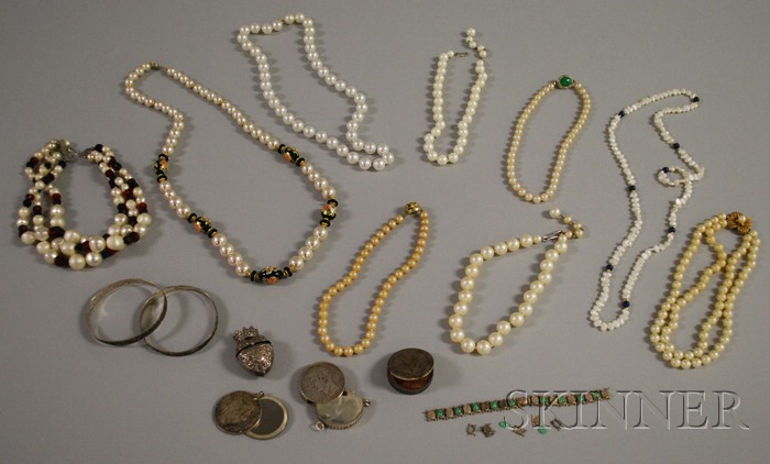 Appraisal: Group of Silver and Pearl Costume Jewelry including a number