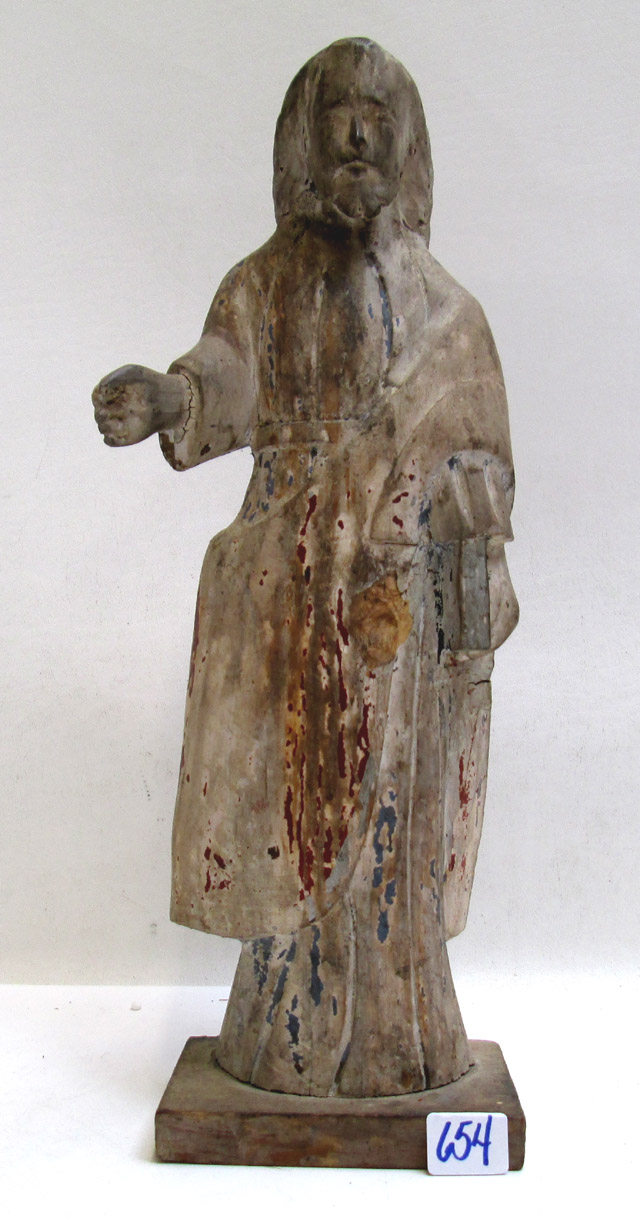 Appraisal: CARVED AND PAINTED WOOD SANTOS of a standing male robed