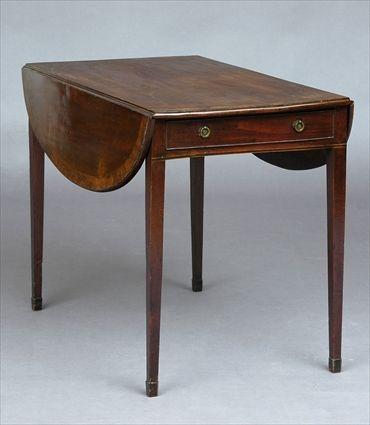 Appraisal: GEORGE III MAHOGANY PEMBROKE TABLE The mahogany top cross-banded with