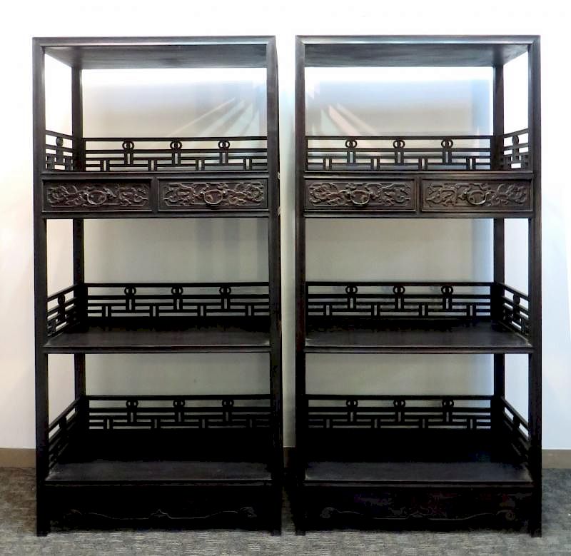 Appraisal: Pair Of Zitan Chinese Cabinets Pair Of Zitan Chinese Cabinets