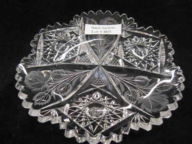 Appraisal: Cut Glass Dish hobstar with alternating floral ''