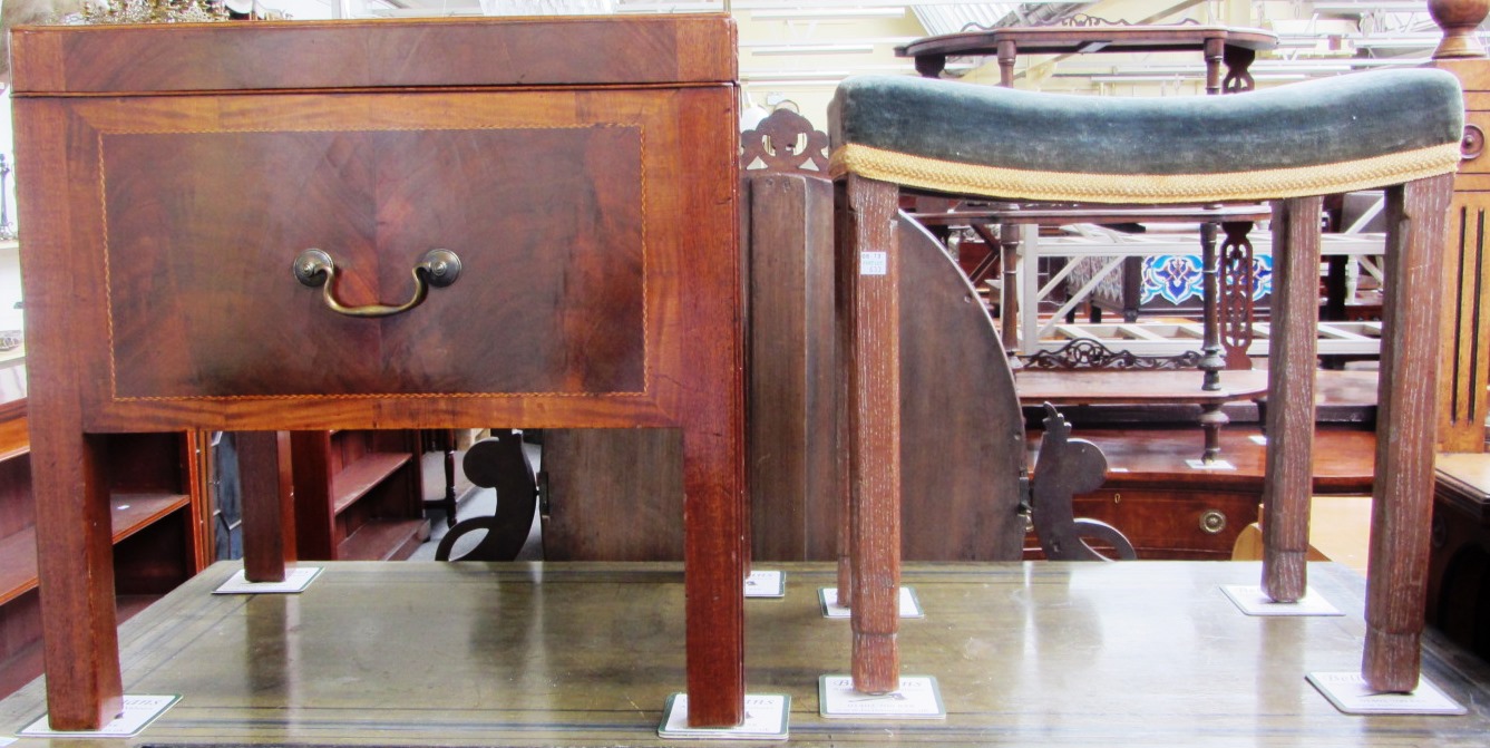 Appraisal: An inlaid George III mahogany box commode together with a