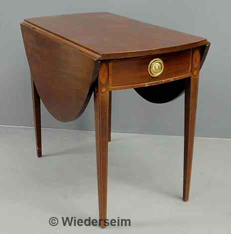 Appraisal: Hepplewhite inlaid mahogany Pembroke table c with a single drawer