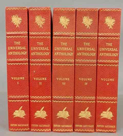 Appraisal: Twenty-eight volume set red half-calf The Universal Anthology published by