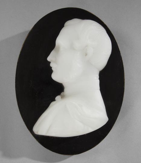 Appraisal: Good Carved White Alabaster Profile Portrait of Albert the Prince