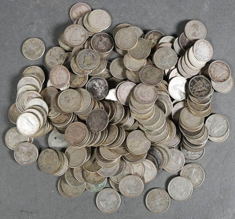 Appraisal: Lot of Canadian silver dimes cents mixed dates circulated condition