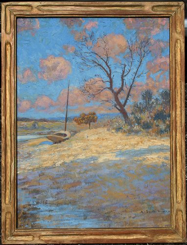 Appraisal: DAGGY Augustus Smith American - Dry Riverbed with Sailboat Oil