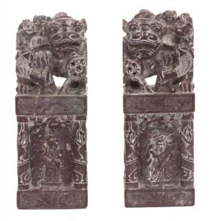 Appraisal: A Pair of Marble Asian Sculptures A Pair of Marble