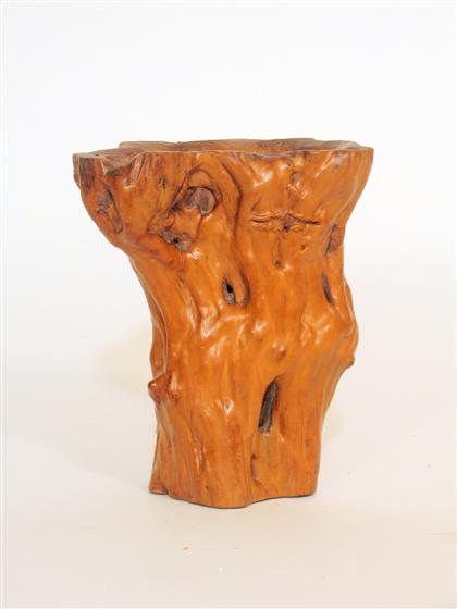 Appraisal: Chinese rootwood brushpot th century Of fine golden brown hue