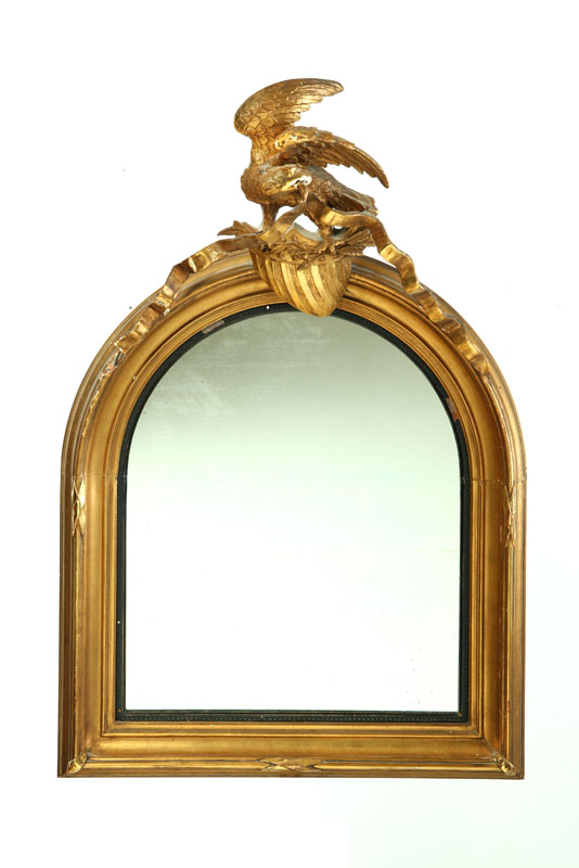 Appraisal: EMPIRE MIRROR American - softwood Arched mirror surmounted by an