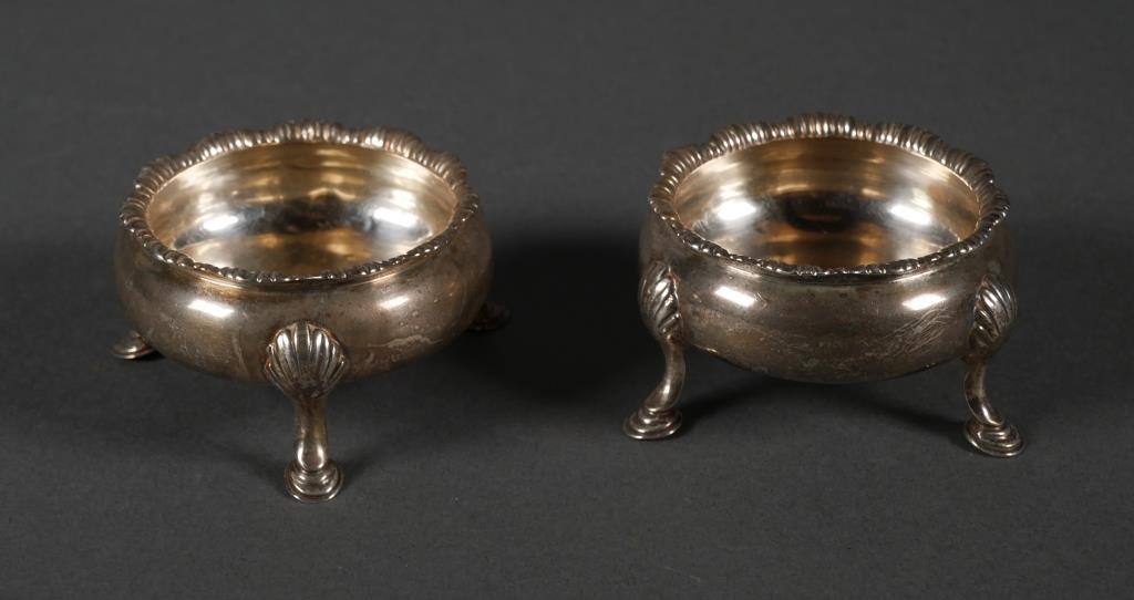 Appraisal: Pair sterling silver salts with London hallmarks Salts measure approx