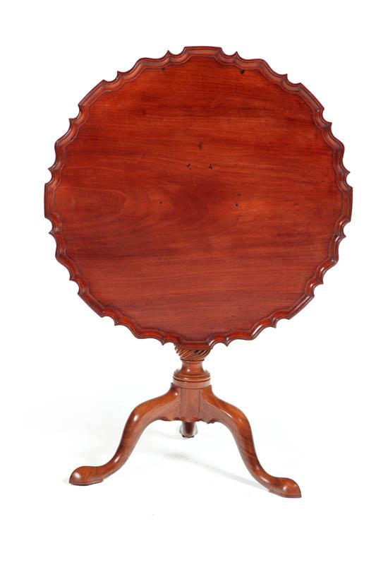 Appraisal: TILT-TOP TEA TABLE Probably England late th century mahogany Circular