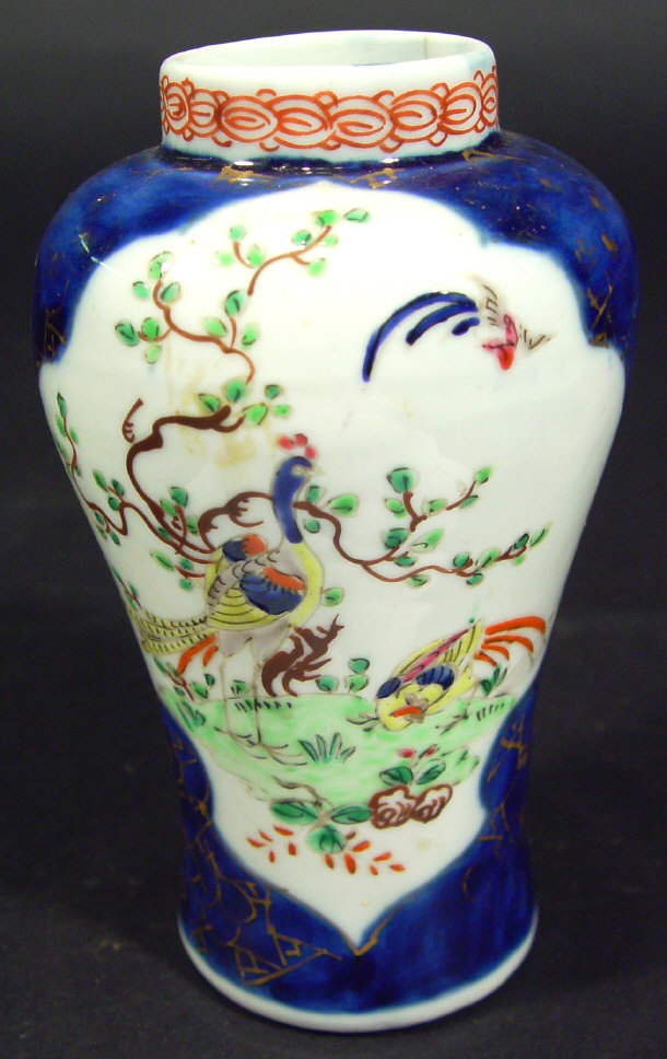 Appraisal: Samson china baluster vase enamelled with birds in the chinoiserie