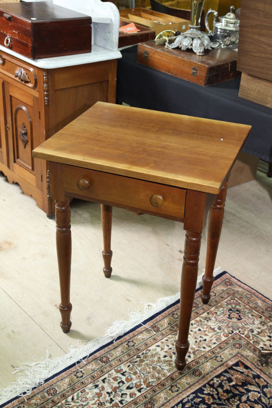 Appraisal: ONE DRAWER STAND Cherry with wooden pulls on turned legs