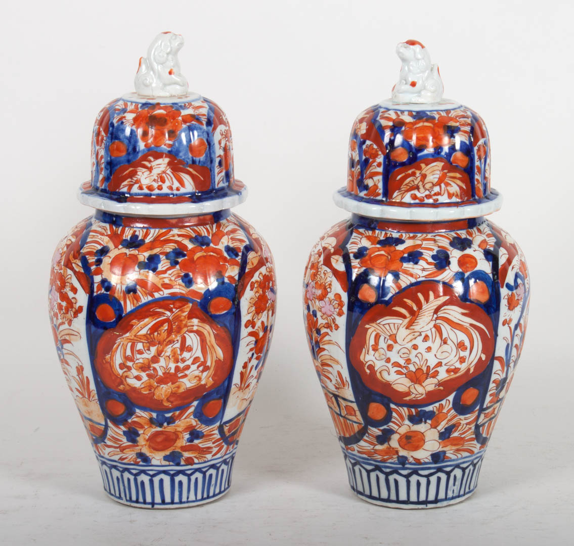 Appraisal: Pair of Japanese Imari porcelain covered jars Meiji late th