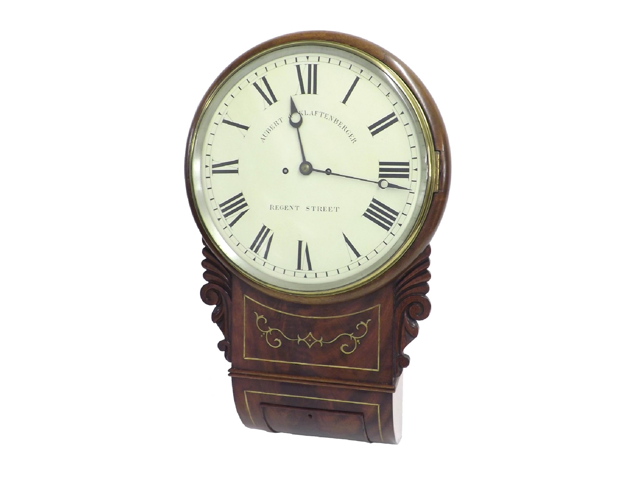 Appraisal: Fine English mahogany double fusee drop dial wall clock signed