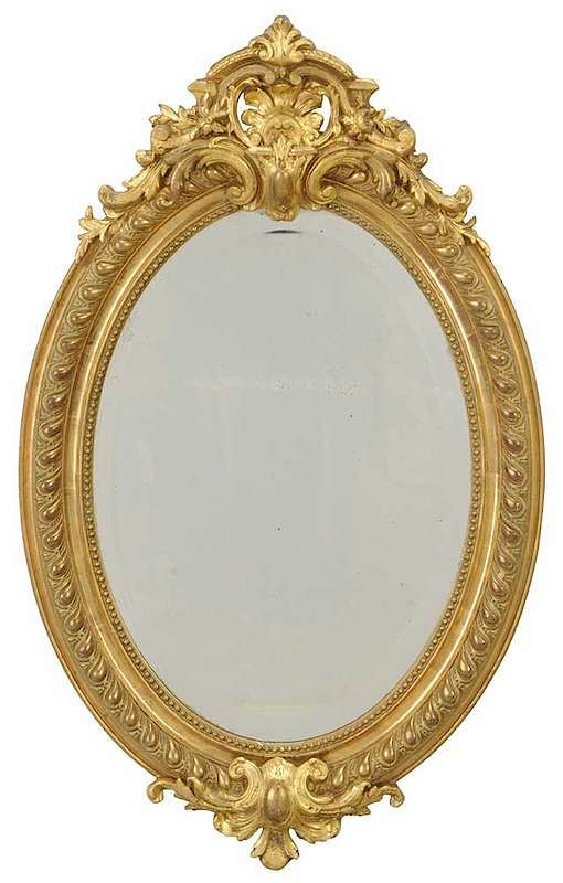 Appraisal: Oval Gilt Mirror with Cartouche Decoration probably late th early