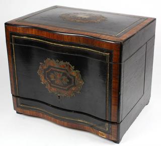 Appraisal: French inlaid tantalus box French inlaid tantalus box executed in