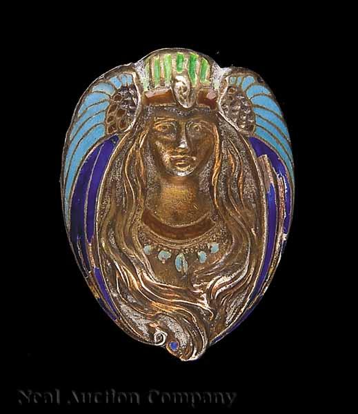 Appraisal: Mardi Gras Krewe of Proteus krewe favor pin Cleopatra reproduced