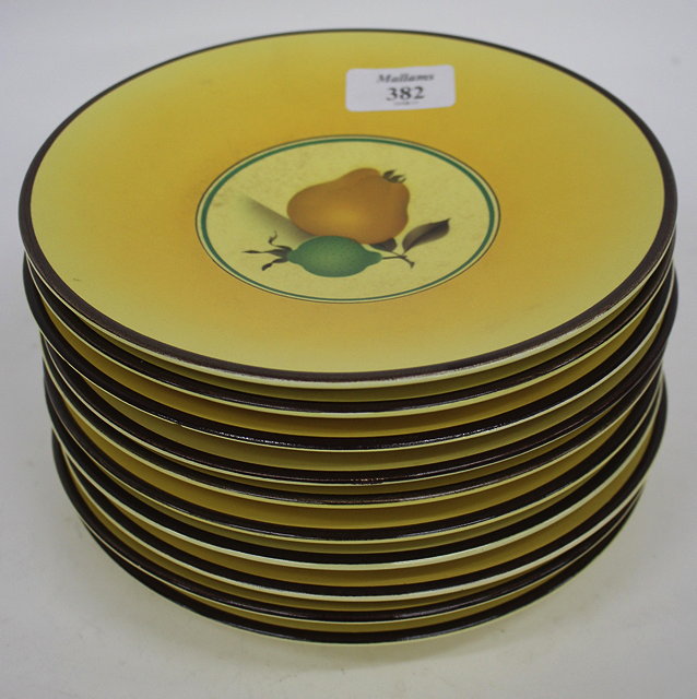 Appraisal: EARLY TH CENTURY ROYAL COPENHAGEN FRUIT PLATES with yellow ground