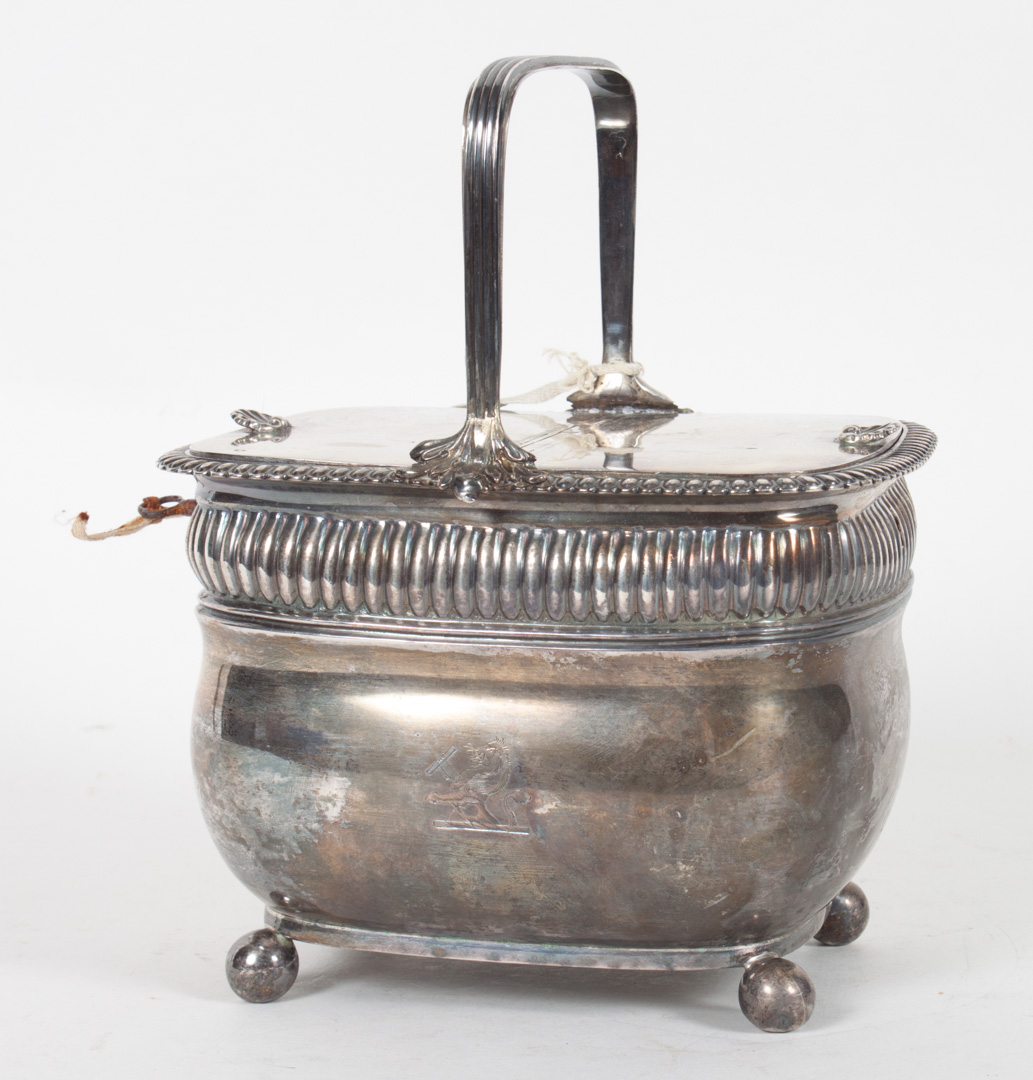 Appraisal: Georgian sterling silver double tea caddy T J Guest Joseph