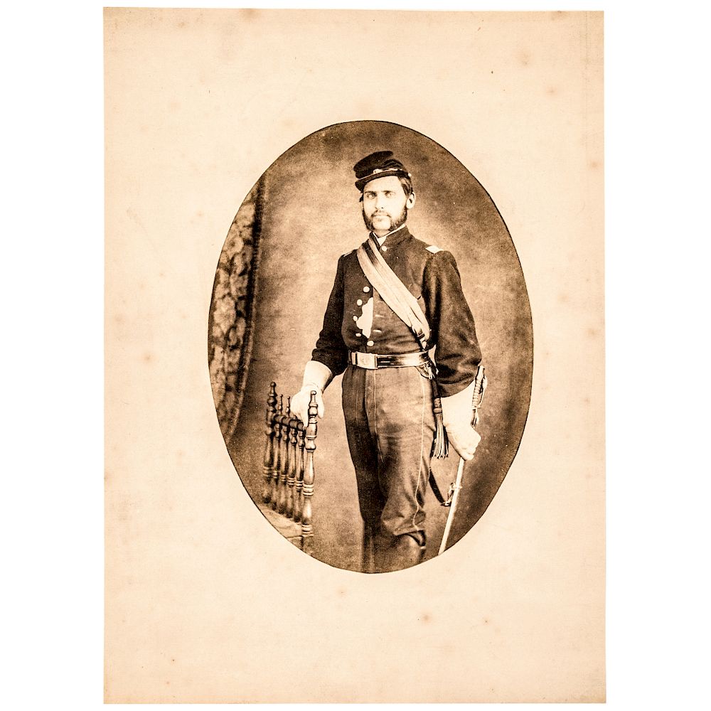 Appraisal: c Civil War Union Cavalry Officer Imperial Size Sepia Photograph