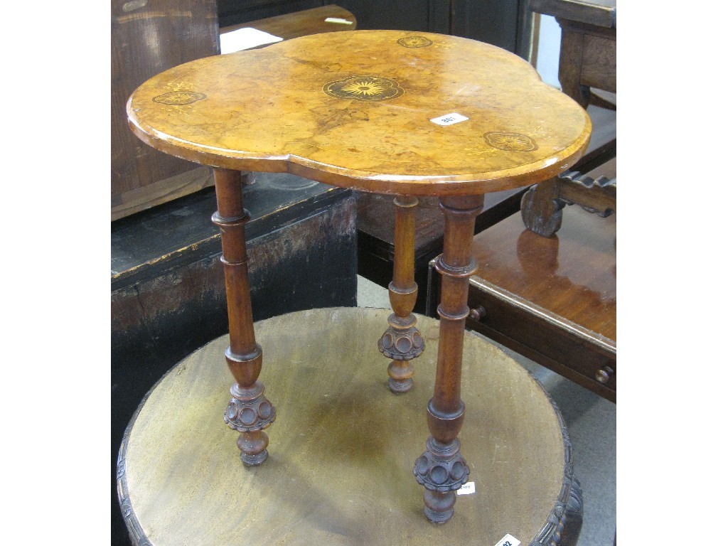 Appraisal: Walnut and inlaid occasional table