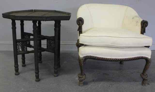 Appraisal: Furniture Lot Including a Vintage Rope and TasselArmchair together with