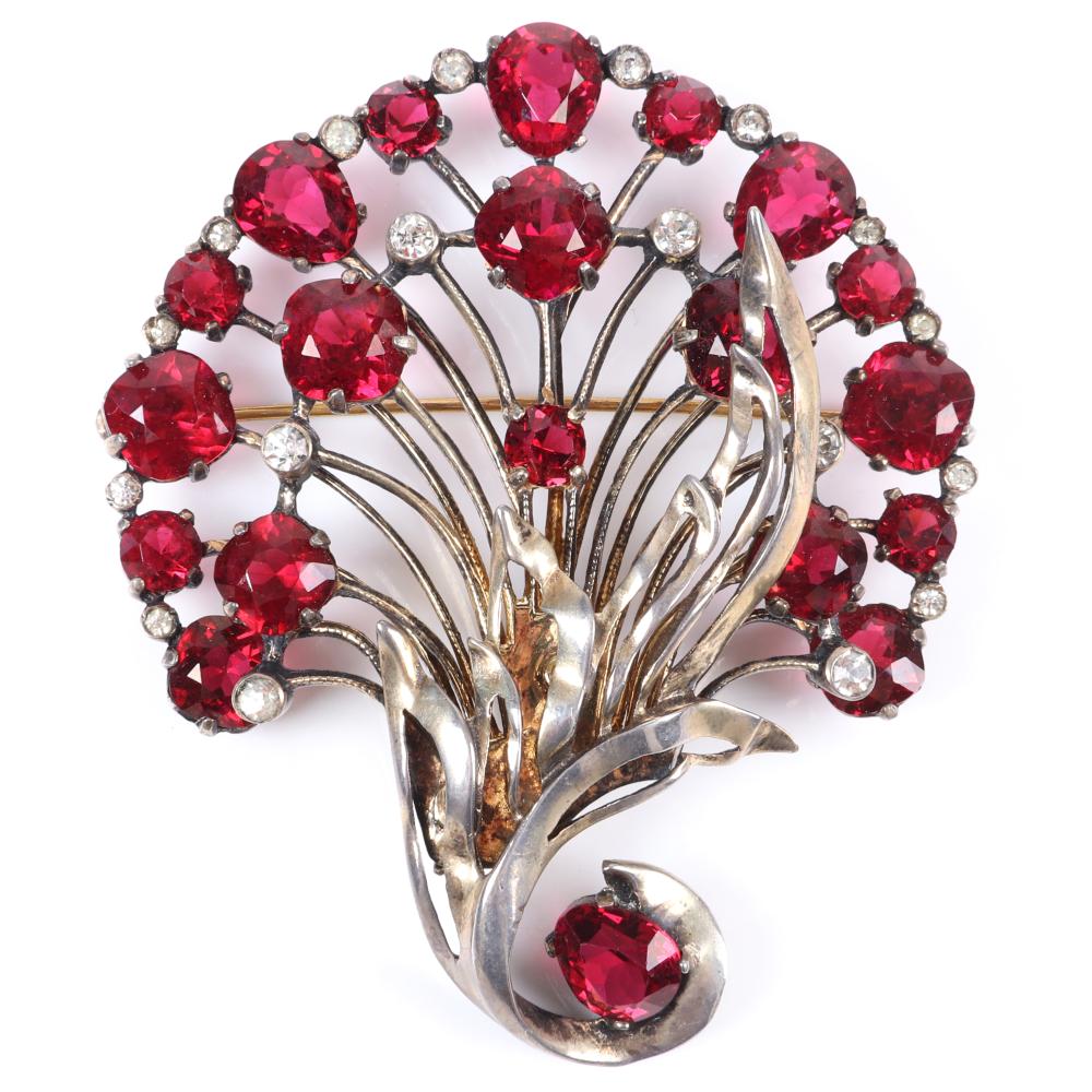 Appraisal: EISENBERG ORIGINAL STERLING VERMEIL FLORAL BROOCH WITH MULTI-HUED PINK STONE