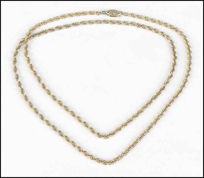 Appraisal: KARAT YELLOW GOLD ROPE NECKLACE L '' grams Condition No