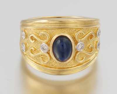 Appraisal: A Ladies' k Gold Sapphire and Diamond Ring k yellow