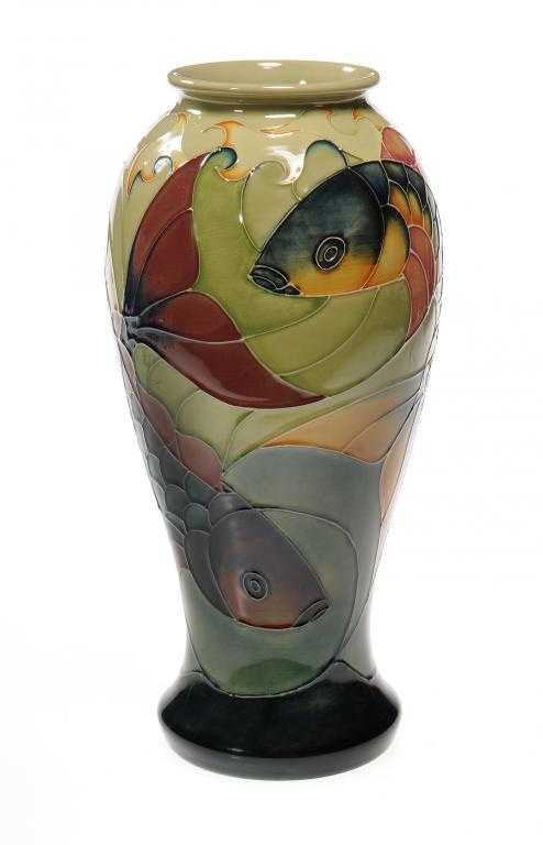 Appraisal: A MOORCROFT CARP VASE DESIGNED BY SALLY TUFFIN cm h