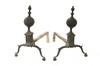 Appraisal: ANDIRONS - Pair of th c ball top brass andirons