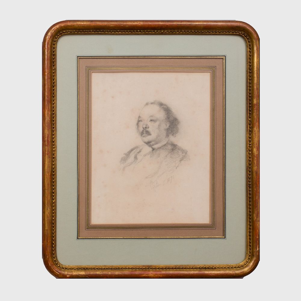 Appraisal: Henry Bonaventure Monnier - Shoulder-Length Portrait of Gustave Flaubert Pencil