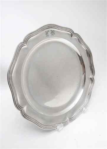 Appraisal: CONTINENTAL SILVER TRAY flower form with ridged rim Diameter inches