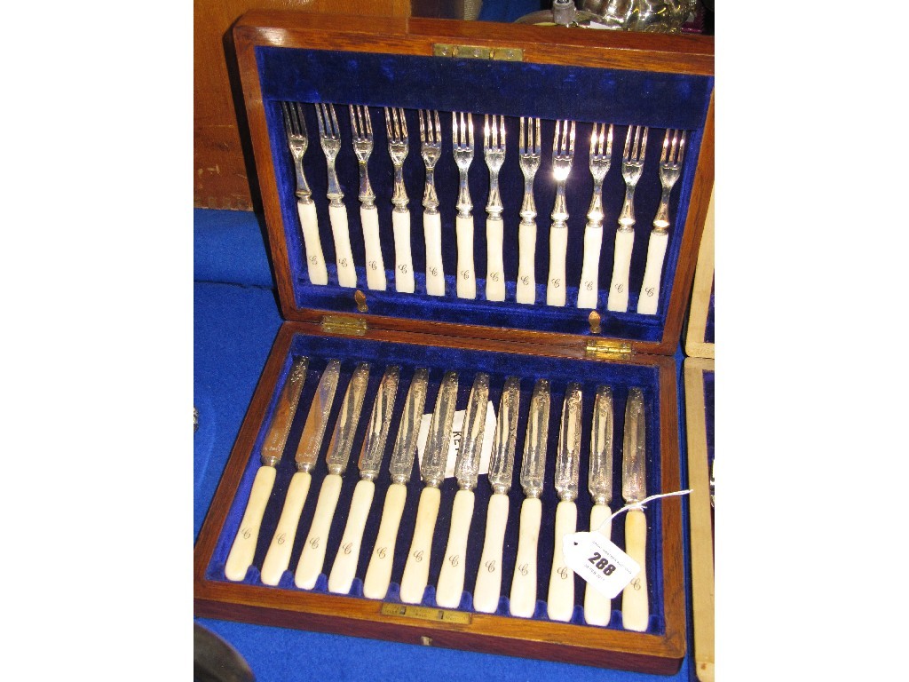 Appraisal: Cased piece fruit cutlery set