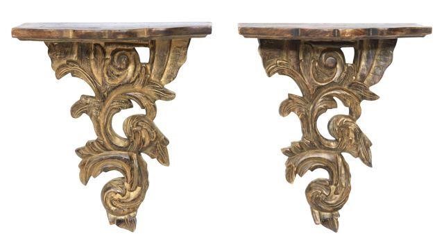 Appraisal: pair Parcel gilt carved wood wall brackets thc each having