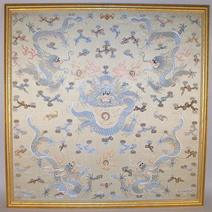 Appraisal: Chinese tapestry late th century Square silk embroidery tapestry worked