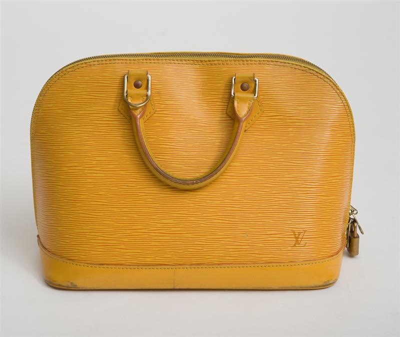 Appraisal: LOUIS VUITTON YELLOW LEATHER BAG WITH HANDLES AND DUST BAG