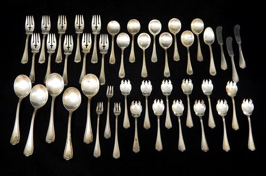 Appraisal: STERLING SILVER Reed Barton Hepplewhite pattern flatware partial set forty-two