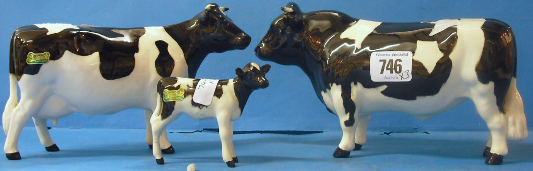 Appraisal: Set of Beswick Black white Friesian to include Cow A