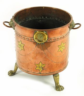 Appraisal: A late th century Dutch copper log bin with applied