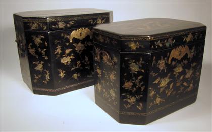 Appraisal: Two Chinese black lacquer and mo Ther of pearl inlaid