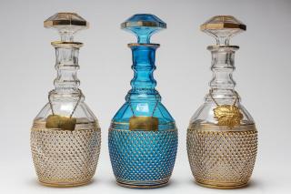 Appraisal: Antique Bohemian Glass Decanters Bohemian glass likely Moser two colorless