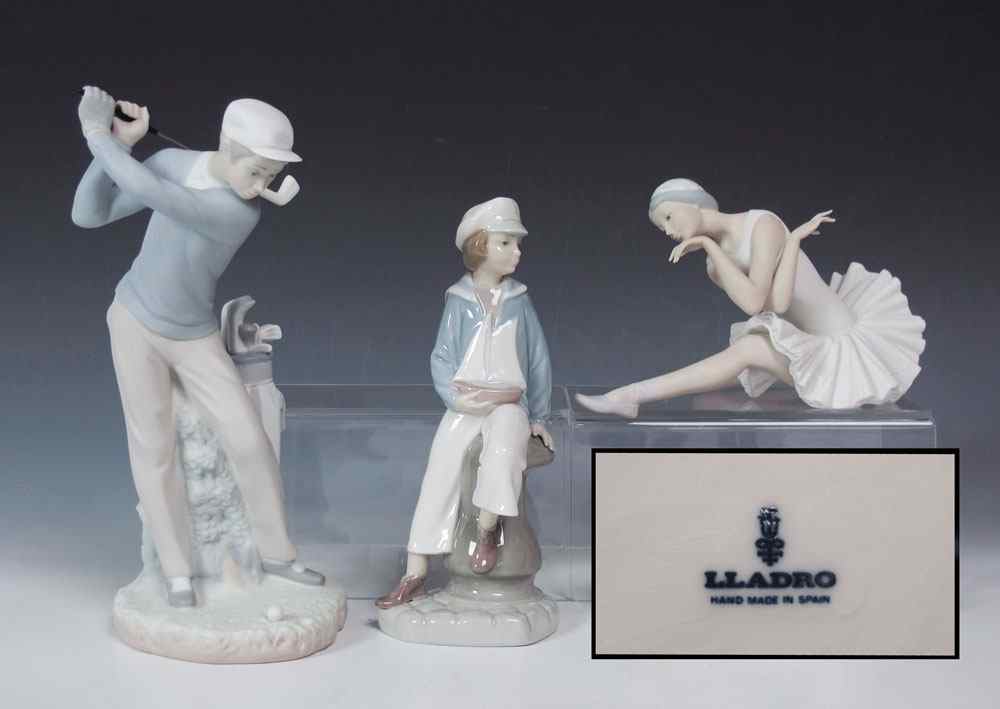 Appraisal: THREE LLADRO FIGURINES To include ''Death of Swan'' Ballerina matte