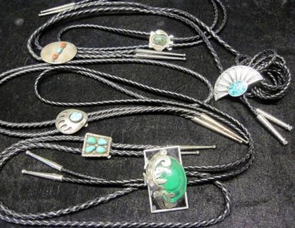 Appraisal: Five Southwest Indian leather 'Bolo' ties necklaces th century